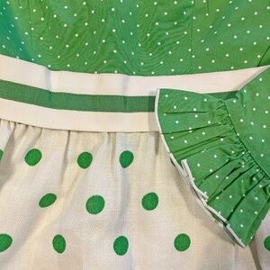 70s Vintage Dress Green White Polka Dot by Neiman Marcus Silver Key